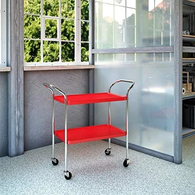 $80.20 • Buy COSCO Stylaire Serving Cart, 2 Tier, Red & Chrome