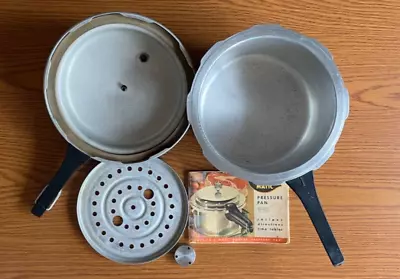 Vintage Mirro-Matic 394M Aluminum 4 QT Pressure Cooker With Jiggler Rack + Book • $49.99