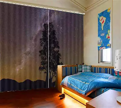 Tree Under Milky Way Night 3D Blockout Photo Printing Curtain Drap Fabric Window • $213.64