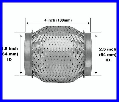 64 Mm (2.5 Inch) X 100 Mm (4 Inch) Exhaust Flexi Pipe Flex Joint Flexible Tube • $22.32