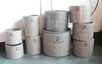 Lot Of 9 Vintage Swarovski Crystal Cylinder EMPTY Silver Replacement BOXES • $9.95