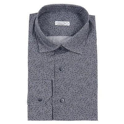 Zilli Tailored-Fit Cotton Shirt With Gray Chevron Leaf Print 19 (Eu 48) NWT • $349