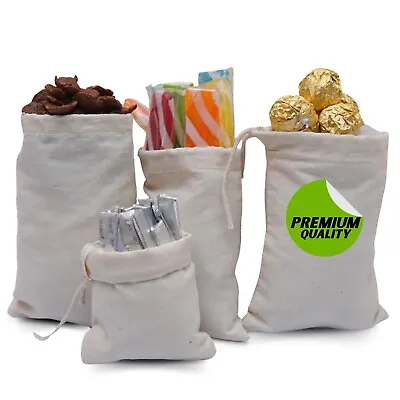 100% Cotton Reusable Produce Muslin Bags – Multipurpose Drawstring Storage Pouch • $19.99