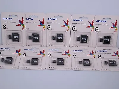 ADATA Micro SD HC Card 8GB Memory Card With Adapter Bulk Wholesale Lot 20 • $39.99