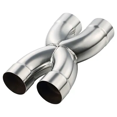 Welded X Pipe 3  Dual Inlet/Outlet Polished Exhaust X Pipe Stainless Steel • $48