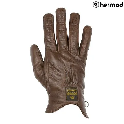 Helstons Condor Goat Leather Motorcycle Gloves - Camel/Black • $56.03