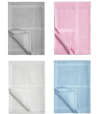 £3.49 • Buy 80x120 Cm 100%Cotton Premium Cellular Soft Baby Blanket Cot Pram Moses Basket