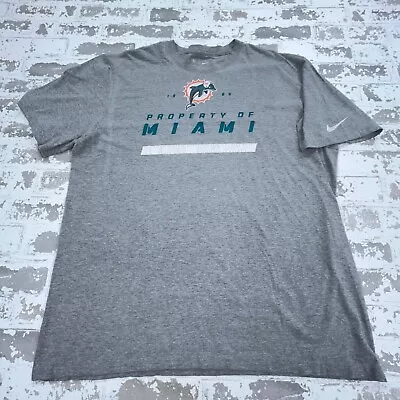 Miami Dolphins Shirt Men XL Gray Tee Nike Team Apparel Spell Out NFL Football • $17.91