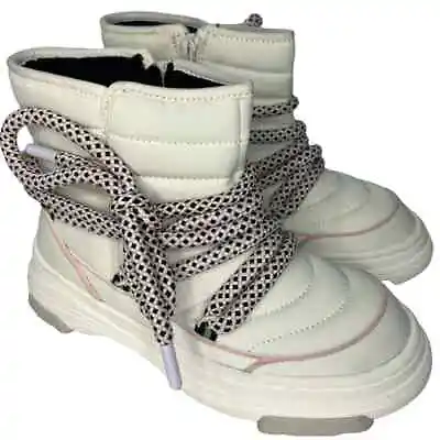 Zara Girls Quilted White Snow Ski Boots Size EU 34/  US 3.5-4 • $25