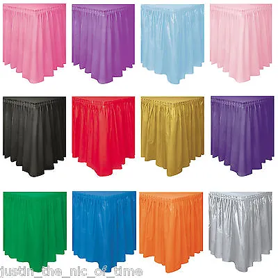 £3.99 • Buy Plastic TABLESKIRTS Table Skirt Party Catering Wedding Tableware 21 COLOURS