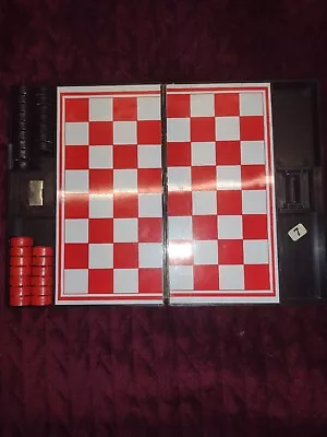 Pressman Magnetic Travel Checkers / Chess Set • $3