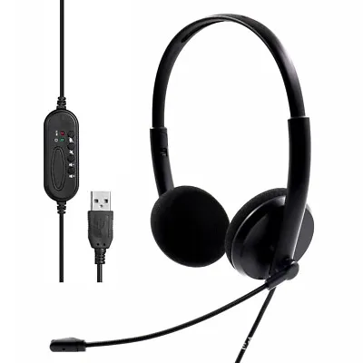 USB Headset Microphone Mic For PC Laptop Chat Call Center With Noise Cancelling • £16.07