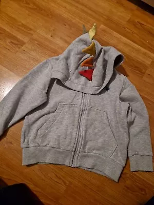 £4 • Buy Next Age 3-4 Years Grey Hoodie Dooded Jumper Dinosaur Hood