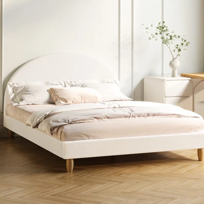 $239.90 • Buy Oikiture Bed Frame Queen Double King Single Size Boucle Fabric Arched Beds