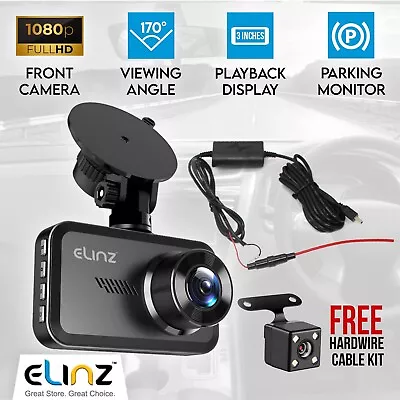 $89.95 • Buy 3  HD Car Dash Camera 1080P FHD DVR Recorder Front Rear Dual Cam Hardwire Kit