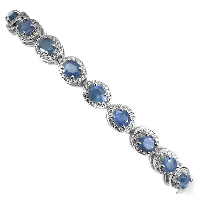 $11.49 • Buy Heated Oval Blue Sapphire 5x4mm Simulated Cz 925 Sterling Silver Bracelet 7in