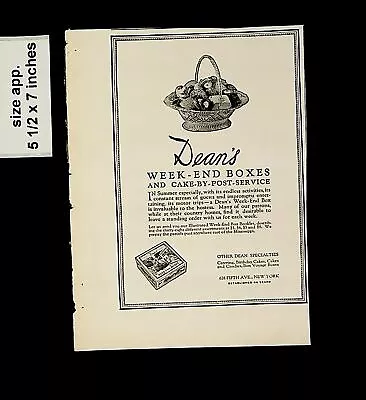 1925 Dean's Week-end Boxes Cake By Post Service Vintage Print Ad 015076 • £4.81