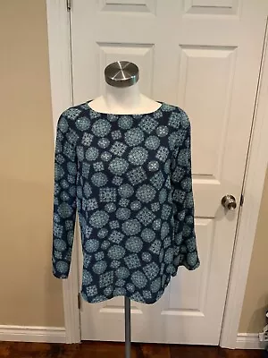 Michael Kors Blue Geometric Print Shirt W/ Open Sleeve Size Medium • $20.25