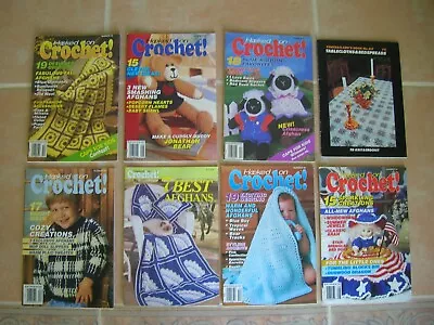 7 Vintage HOOKED ON CROCHET Patterns Directions Booklets Magazine LOT Afghans • $8.95