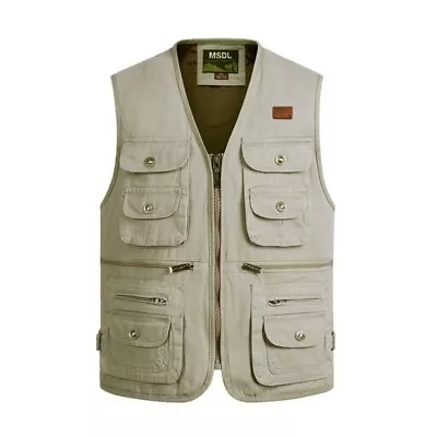 £28.50 • Buy Mens Casual Zip Pocket Vest Waistcoat Multi Fall Reporter Photographer Coat Plus