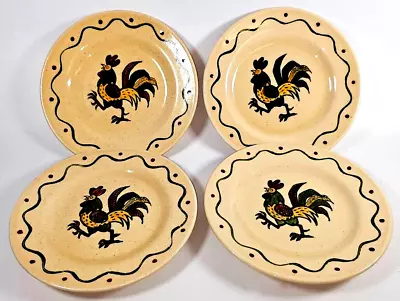 Set Of 4 Poppytrail Rooster 6 3/8  Dessert Bread & Butter Plates Metlox CA • $14