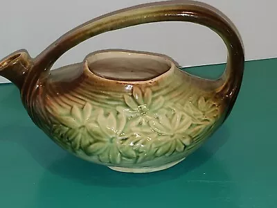 Vintage 1940’s McCoy Art Pottery Green & Brown Daisy Aladdin Style Teapot MCM • $8.95