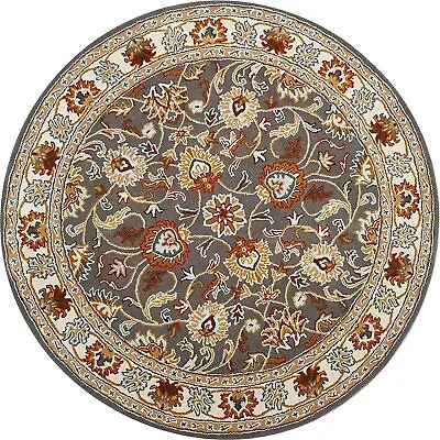 Round Hand-Tufted Carpets Traditional & Classical Wool Area Rug Grey • $481