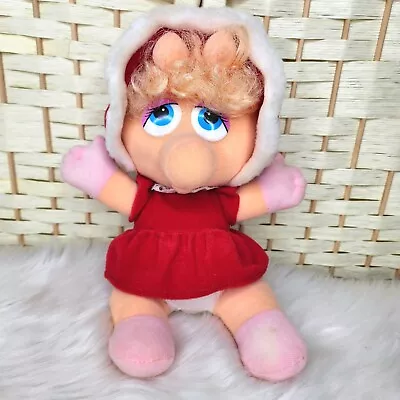 VINTAGE 1987 Baby Miss Piggy Plush Muppet 10  Red Christmas Dress  • $11.99