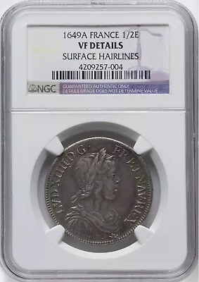 France King Louis Xiv  1649-a  1/2 Ecu Silver Coin Ngc Certified  Vf Detail  • £197.90