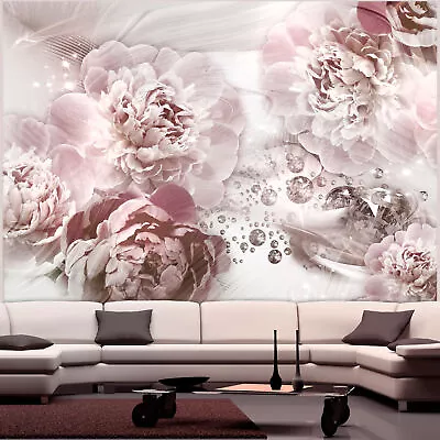 PEONIES FLORAL Photo Wallpaper Wall Mural Non-Woven/Self-Adhesive B-C-0796-a-a • £24.99
