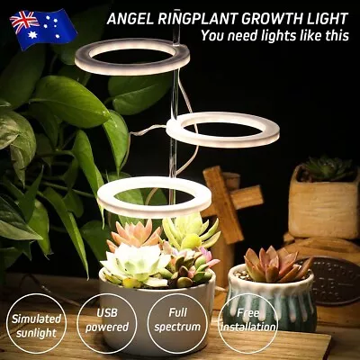 USB Full Spectrum LED Grow Light Plant Growing Dimmable Indoor Plants Ring Lamp • $14.14