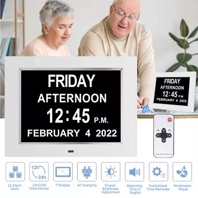 7” Digital Calendar Clock With Day And Date For Elderly Day Clock Digital Clock • £33.49