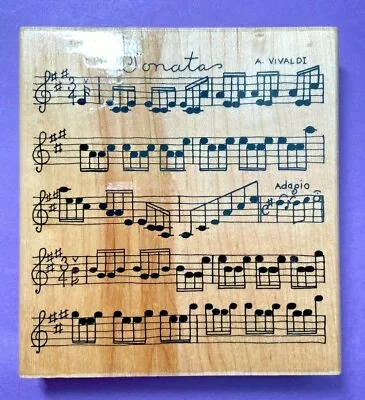 JRL Design Rubber Stamp Wood Mount Sonata V168 Vivaldi Music Note Sheet Adagio • $16