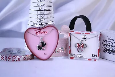 Disney Mickey And Minnie Heart Shaped Pendent Necklace And More!! • $9.99