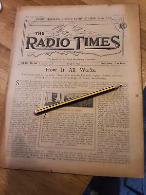 Rare Original  1928 Radio Times Magazine  Dated May 4th 1928 • £19.99