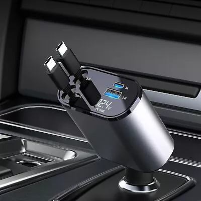 4 IN 1 Retractable Car Charger Cable Dual Port USB C PD Fast Charging Adapter US • $20.99