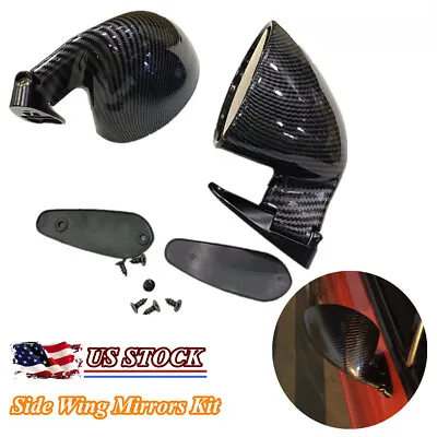 2 Pcs Retro Style Vintage Sport Racing Car Side Wing Mirrors Carbon Fiber Look • $65.11