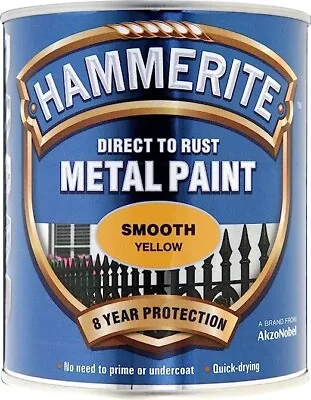Hammerite Metal Paint Smooth Yellow 750ml • £19.99