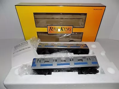 Rail King MTH MTA 2 Car Subway Non Powered Set Silver & Blue Item #30-2161 Set B • $229.99