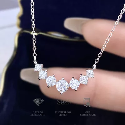 Full Moissanite 18K Gold Plated 925 Sterling Silver Necklaces For Women Wedding • $23.95