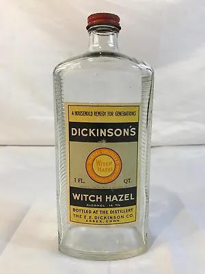 Vintage E E Dickinson Witch Hazel Essex Conn 1 Pint Glass Bottle Screw Top • $20