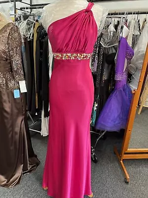 Thea Dora Fuchsia Beaded One Shoulder  Prom Evening Dress Size 10 • $99