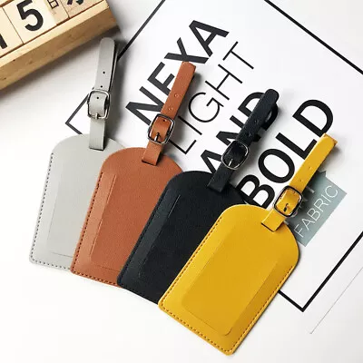 Leather Luggage Tags Suitcase Id Card Name Label Baggage Address Travel Holiday • £2.99