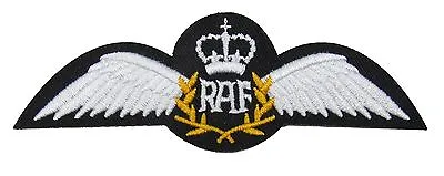 RAF Pilot Wings Iron Or Sew On Embroidered Patch Badge Air Force Military R1634 • £3.25