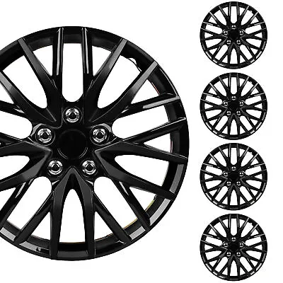 16  Black Hubcaps (4-Pack) - Wheel Covers For Cars SUVs Trucks - Snap On Rim • $49.99