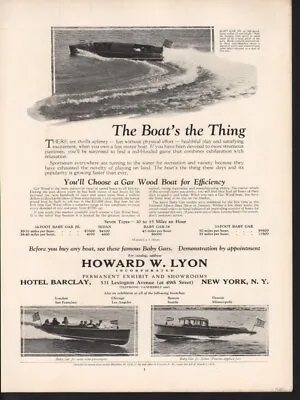 1927 Howard Lyon Boat Baby Gar Jr Cruiser Runabout Marine Nautical Ad 13879 • $21.95
