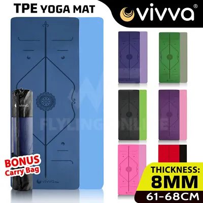 $8.07 • Buy VIVVA 61/ 68cm Width Yoga Mat Pad TPE Nonslip Exercise Fitness Pilate Gym Eco