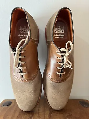 Vintage Cole Haan Saddle Shoes Mens Classic Leather Lace Up Size 9.5 • $10