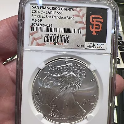 2014 (S) Silver Eagle NGC MS-69 MLB San Francisco Giants Label • $69