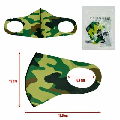 Washable Unisex Reusable Protective Face Mask Mouth Black Green Camouflage Color • $4.95